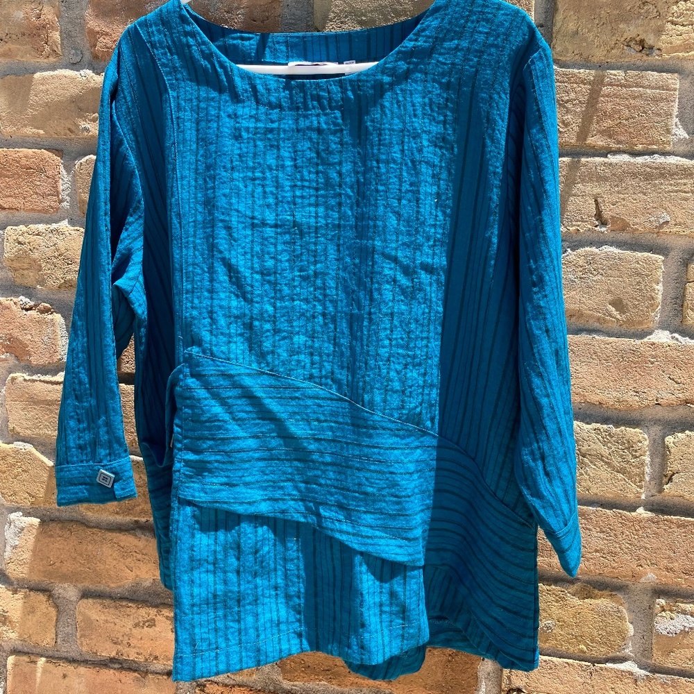 Habitat Womens Shirt Teal Peacock Blue Artsy